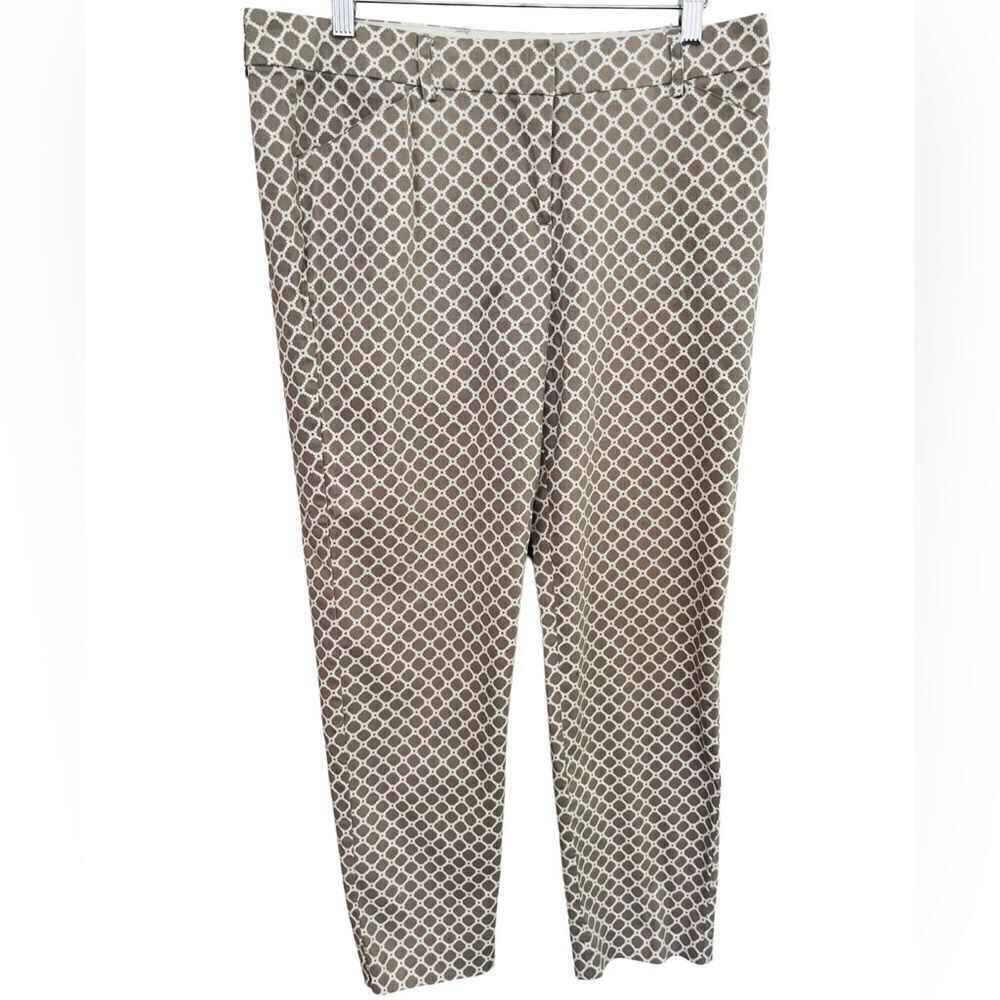 ZAC & RACHEL gray & white patterned ankle pants, cotton/spandex blend, size 8.